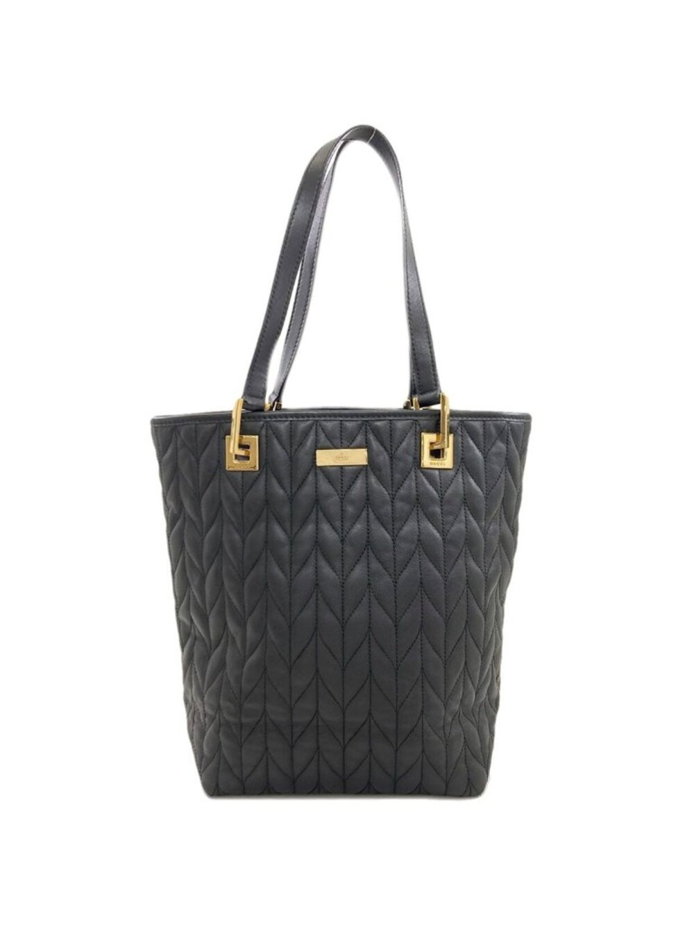 Gucci 002 Quilted Herringbone Handbag Leather